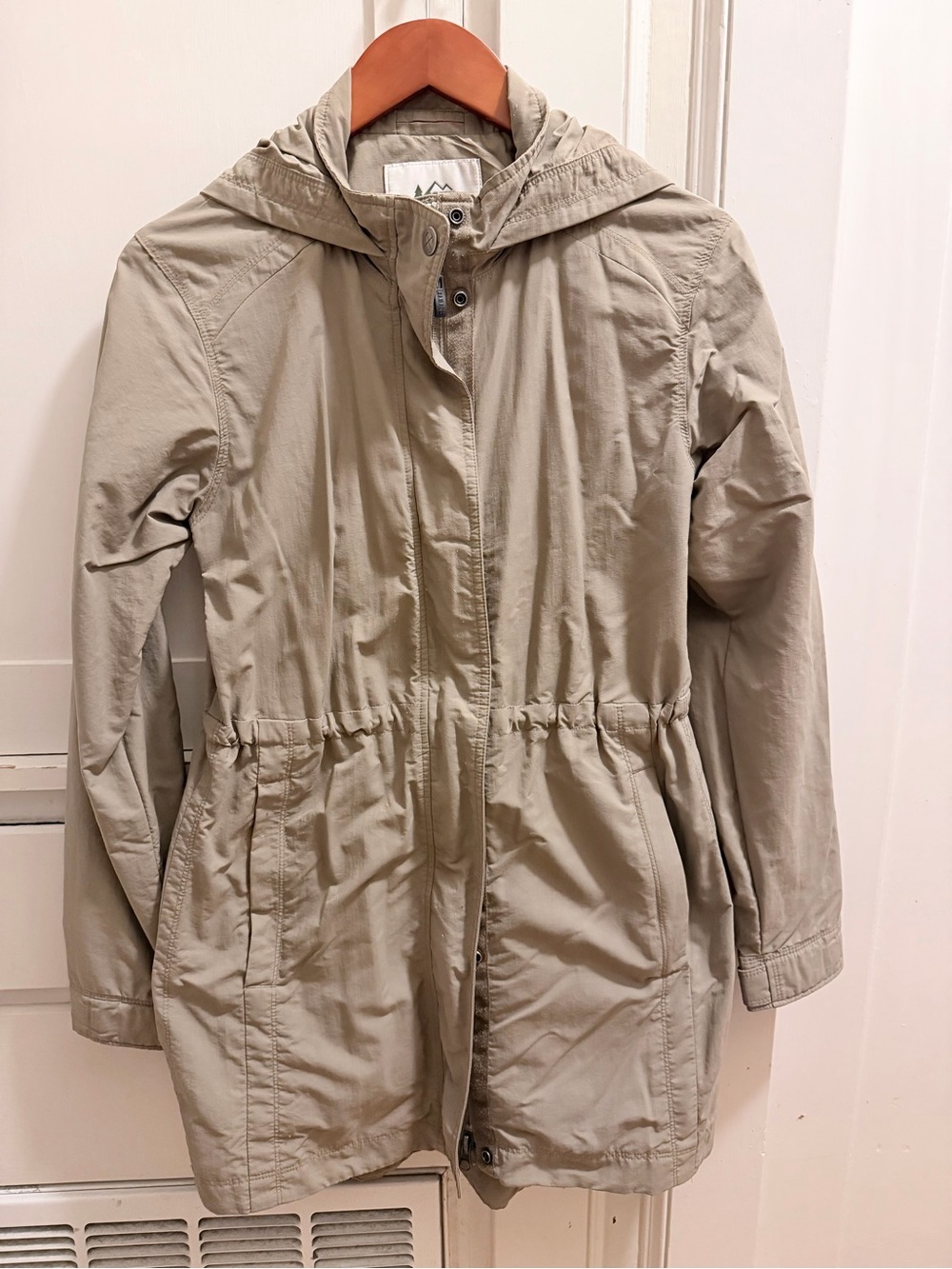 REI Women's Hooded Lightweight Trench Coat in Light Beige
